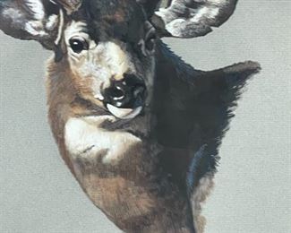 Original Art AJ Jeanie McCoy Deer Painting Frame: 27x23.25in