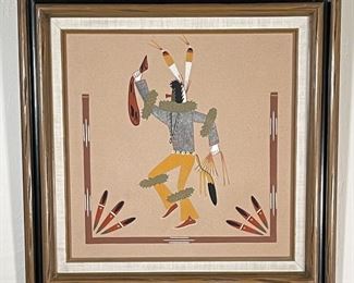 Navajo Clown David V. Lee Sand Painting Native American Sandpainting Frame:22x22in
