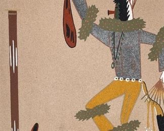 Navajo Clown David V. Lee Sand Painting Native American Sandpainting Frame:22x22in