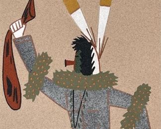 Navajo Clown David V. Lee Sand Painting Native American Sandpainting Frame:22x22in