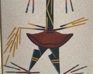 Navajo Rainbow Medicine Man Sand Painting L.A. Lillie A. Sloan Native American Sandpainting Frame: 18.25x12.25in