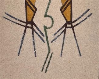 Navajo T-Bird Sand Painting L.A. Lillie A. Sloan Native American Sandpainting Frame: 18.25x12.25in