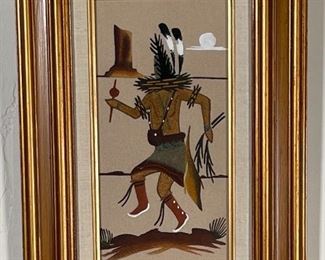 The Yeibichai Dancer Navajo Sand Painting Lillie A. Sloan Frame: 18.25x12.25in