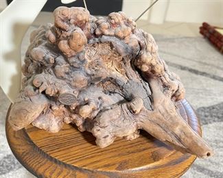 LARGE John Perry Seagulls in Flight Sculpture Burlwood 18x19x10in HxWxD