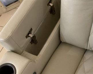 #1 Abbyson Calton Leather Power Recliner with Power Headrest IVORY 54 x 35 x 33in HxWxD