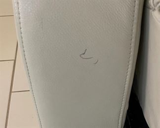 #2 Abbyson Calton Leather Power Recliner with Power Headrest IVORY 54 x 35 x 33in HxWxD