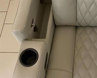 #2 Abbyson Calton Leather Power Recliner with Power Headrest IVORY 54 x 35 x 33in HxWxD