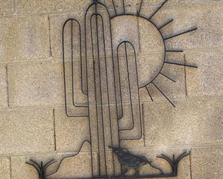 Saguaro/Quail/Sun Wrought Iron Yard Art 35 x 22in