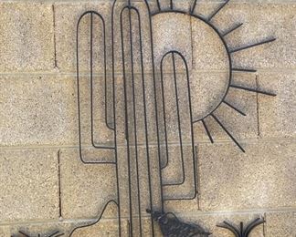 Saguaro/Quail/Sun Wrought Iron Yard Art 35 x 22in