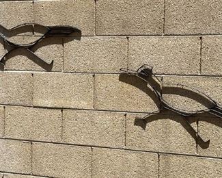 2 Roadrunners Wrought Iron Yard Art 14 x 31in