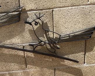 3 Roadrunners Wrought Iron Yard Art 21 x 66in