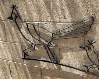 3 Roadrunners Wrought Iron Yard Art 21 x 66in