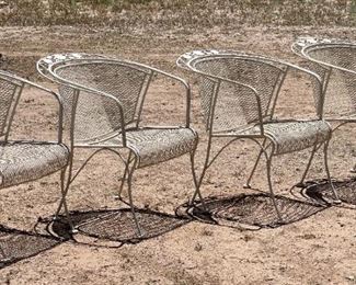 4pc Vintage Iron Mesh Patio Barrel Chairs 32 x 25 x 28in HxWxD