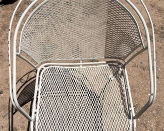 4pc Vintage Iron Mesh Patio Barrel Chairs 32 x 25 x 28in HxWxD