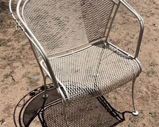 4pc Vintage Iron Mesh Patio Barrel Chairs 32 x 25 x 28in HxWxD