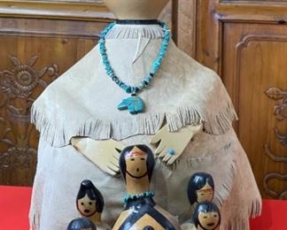 Artist Made Storyteller Gourd 25x12x22in