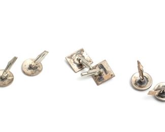 Lot of 3 Vintage Navajo Turquoise and Silver Cufflinks Native American Cuff Links