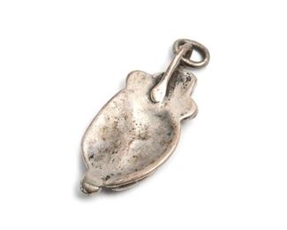 Vintage Navajo Silver & Turquoise Leaf Pendant 1.25x.5in