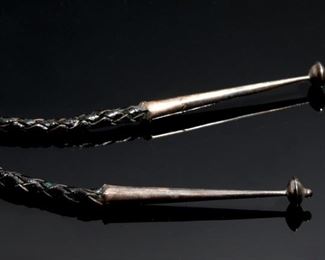 Vintage Navajo Aaron Chischiligi Silver & Turquoise Bolo Tie Native American Dead Pawn 41in Long Centerpiece: 2.75x1.5in