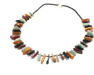 Vintage Stone Nugget Necklace 35in Long