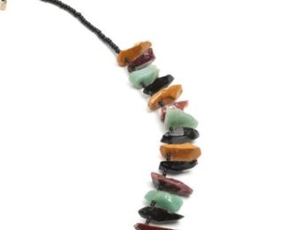 Vintage Stone Nugget Necklace 35in Long