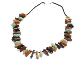 Vintage Stone Nugget Necklace 35in Long