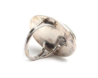 Vintage Navajo Turquoise & Silver Ring Native American Size: 6.75 Centerstone: 27x18mm