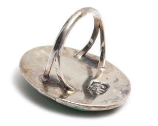 Vintage Navajo Turquoise & Silver Ring Native American Size: 6.75 Centerstone: 27x18mm