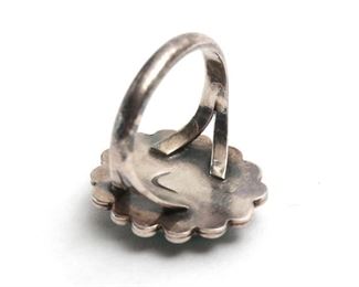 Vintage Silver & Turquoise Ring Native American Size: 6 Centerstone: 14x11mm