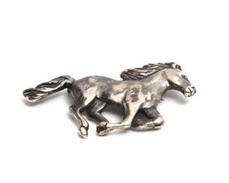 Liberty Sterling Silver Mustang Horse Brooch 1.5x2.1in