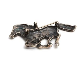 Liberty Sterling Silver Mustang Horse Brooch 1.5x2.1in