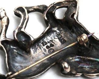 Liberty Sterling Silver Mustang Horse Brooch 1.5x2.1in