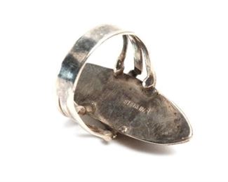 Navajo Sterling Silver Domed Knuckle Shield ring Size: 8.5 Centerpiece: 1.43x.46in