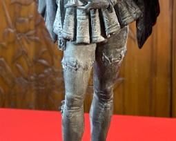 AS-IS 2pc Antique Victorian Spelter Statues Harp & Lute Sculptures PAIR 24x8x7.5in HxWxD