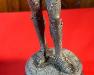 AS-IS 2pc Antique Victorian Spelter Statues Harp & Lute Sculptures PAIR 24x8x7.5in HxWxD