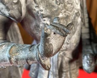 AS-IS 2pc Antique Victorian Spelter Statues Harp & Lute Sculptures PAIR 24x8x7.5in HxWxD