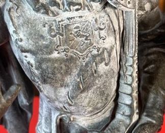 AS-IS 2pc Antique Victorian Spelter Statues Harp & Lute Sculptures PAIR 24x8x7.5in HxWxD