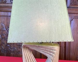 MCM Vintage Ceramic Abstract Lamp Green 24x15x10in HxWxD