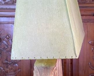 MCM Vintage Ceramic Abstract Lamp Green 24x15x10in HxWxD