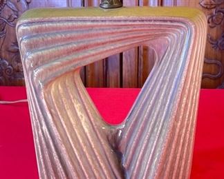 MCM Vintage Ceramic Abstract Lamp Green 24x15x10in HxWxD