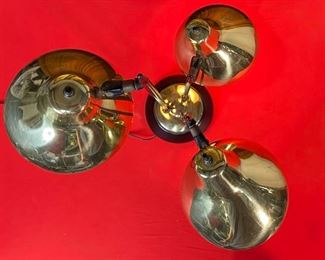 Vintage 3 Head Cone Shade Gold Lamp 27x19x19in HxWxD