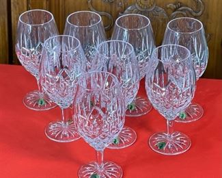 8pc Waterford Crystal Lismore Stemmed Iced Beverage Glasses 7.7in h x 2.6in Diameter at opening