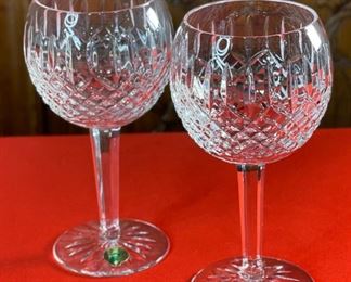 2pc Waterford Crystal Ballybay Ballon Wine Glasses 7.1in H x 2.95in diameter at opening