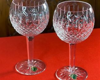 2pc Waterford Crystal Ballybay Ballon Wine Glasses 7.1in H x 2.95in diameter at opening