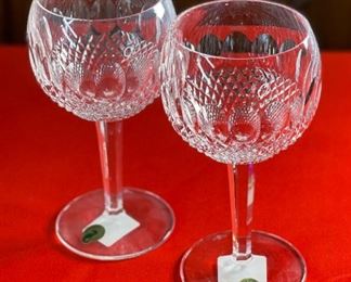 2pc Waterford Colleen Oversized Wine Glasses 7.55in H x 3.35in Diameter at rim