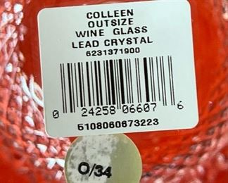 2pc Waterford Colleen Oversized Wine Glasses 7.55in H x 3.35in Diameter at rim