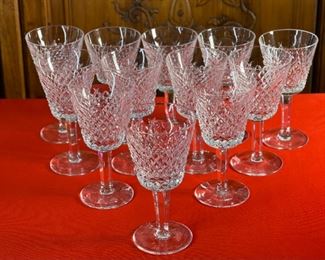 12 Waterford Crystal Alana Claret Wine Glasses 5.85in H x 3in diameter at opening