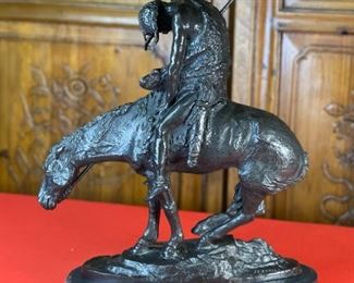 James Earle Fraser End of The Trail Bronze Sculpture Statue 19x6.5x17.5in HxWxD