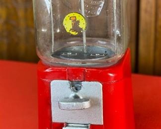 Vintage Oak Acorn 1 Cent Gumball Machine Penny Coin op Gum Ball 14.x6.25x7.5in HxWxD