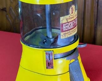 Vintage Hershey-Ets 1 Cent Candy Vending Machine Coin op Dispenser Hershey Gumball Abbey Mfg 12x6.5x7in HxWxD
